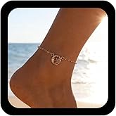 Xduargs Boho Sun Anklet Bracelet Gold Crescent Moon Anklet Chain Vintage Moon Foot Chain Adjustable Sunrise Link Bracelet Accessories for Women