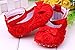 Cute Baby Girl Crib Shoes Comfortable Soft Sole Anti-Slip Sandal Princess Rose Flower Infant Toddler Shoes Red