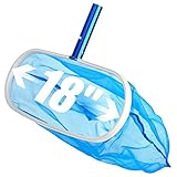 Sabuy 18 Inch Heavy Duty Deep-Bag Swimming Pool Leaf Net Skimmer Rake with Nylon Medium Fine Mesh for Cleaning Swimming Pools, Hot Tubs, Spas and Fountains, Blue