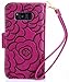 FLYEE Compatible with Galaxy S8 (5.8 inch,Released in 2017),Wallet Case for Women and Girls with Card Holder,Premium Flip PU Leather Protective Case with Wrist Strap -Embossed Flowers Purple