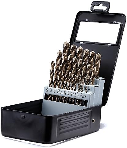 Drill Bit Set 29pcs Twist Drill Bits with Cobalt Coated, M42 HSS 135 Degrees, Straight Shank and Metal Storage Case,for Drilling Metal, Wood and Plastics