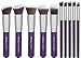 BS-MALL New Premium Synthetic Kabuki Makeup Brush Set Cosmetics Foundation Blending Blush Eyeliner Face Powder Brush Makeup Brush Kit (Silver Purple)