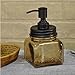 Creative Co-Op Vintage Amber Glass with Rubbed Bronze Metal Soap Pump