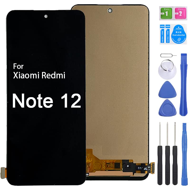 iYAiYO Incell Display Digitizer Touch Screen Replacement Compatible with Xiaomi Redmi Note 12, 22111317I Full Screen with Tools-Black