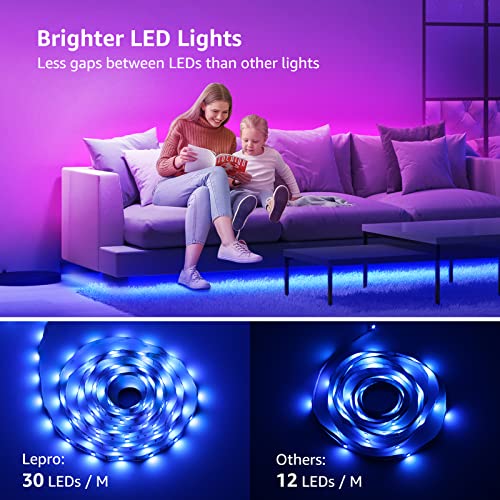 Lepro LED Strip Light 5M, RGB Colour Changing LED Lights with Remote, 150 Bright 5050 LEDs, Plug in Strip Lights for Bedroom Kitchen Kids Room Party Christmas