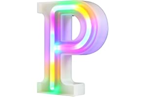 WARMTHOU Neon Letter Lights 26 Alphabet Letter Bar Sign Letter Signs for Wedding Christmas Birthday Partty Supplies,USB/Battery Powered Light Up Letters for Home Decoration-Colourful P