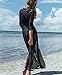 Sunm boutique Bikini Cover up Lace Long Beach Dress Tunic Swimwear Kimono CardiganBlack,One size)