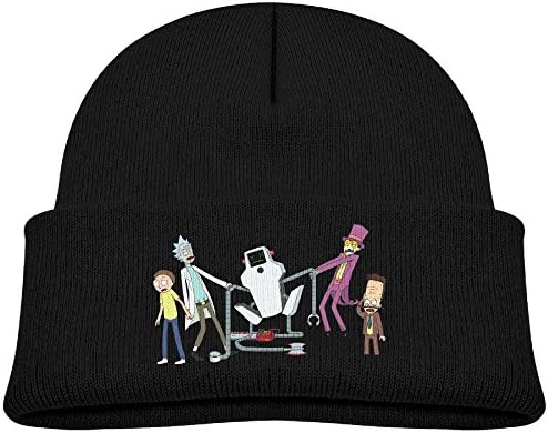 Rick And Morty Logo Kids Boys Girls Knit Beanie Cap Skull Hat Black By OSTWEAR