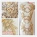 Hand Beaded Flower Sequence 3D Lace Applique Motif Sold by 3 Pairs Great for DIY Decorated Craft Sewing Costume Evening Bridal Top A6 (Gold)