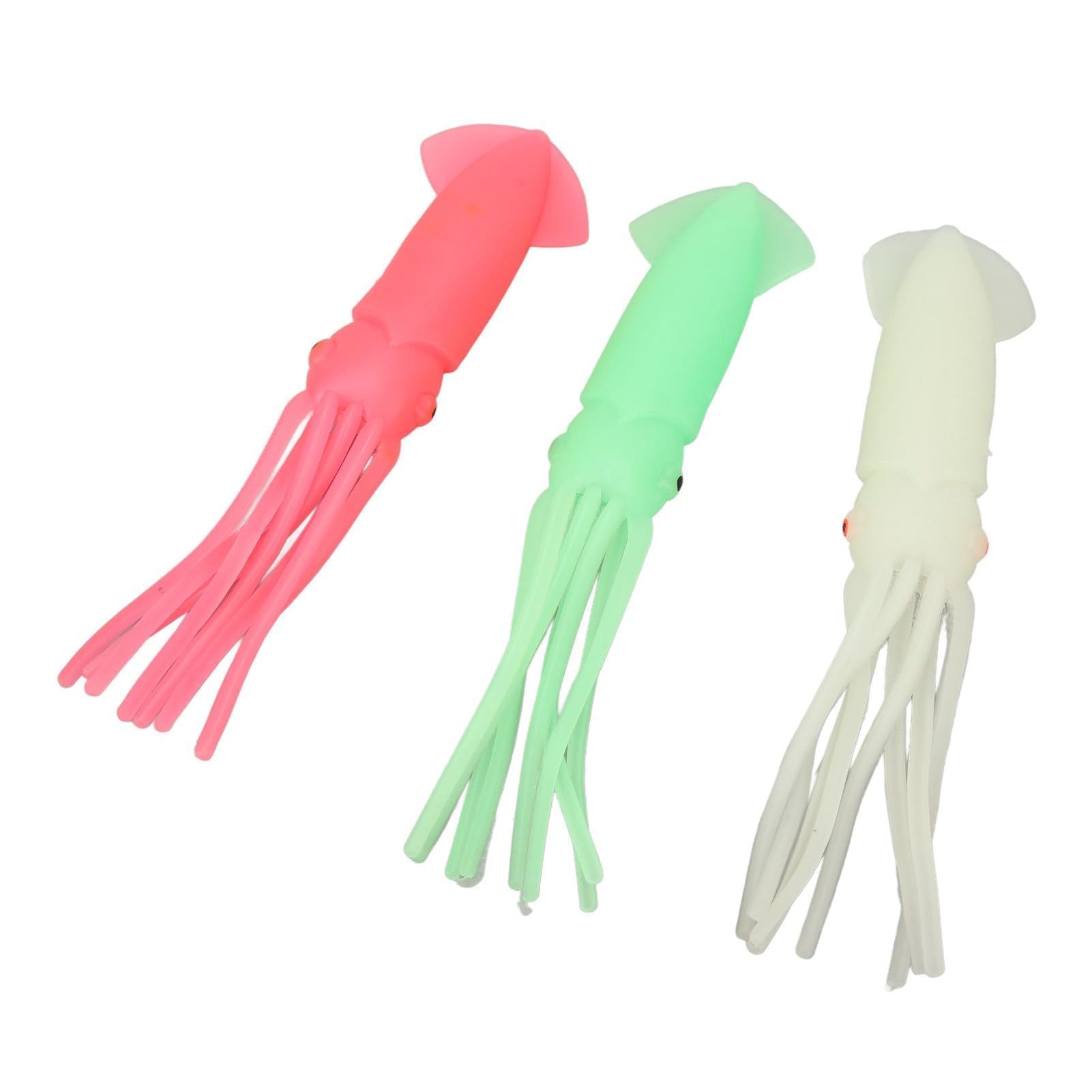 equlup 3Pcs Fishing Luminous Squid Lures Skirts Jig Fishing Octopus Lures Squid Bait Glow in the Dark Fishing Lures Fishing Squid Lures Octopus Jig(20cm)