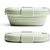 Stojo Collapsible Sandwich Box - Reusable To Go Pocket Size Travel Camping Food Storage Snack Box with Lid - 24oz, Sage Green