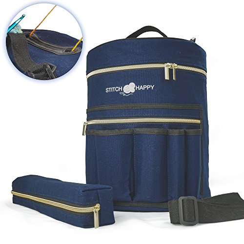 3 Stitch+Happy+Knitting+Bag+Navy