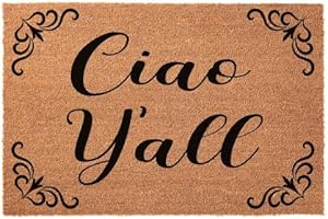Kedcfghujn Funny Welcome Door Mat-Ciao Y'all Natural Front Doormat Cute Non-Slip Front Door Welcome Mat for Outside Entrance 