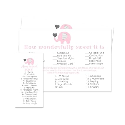 Amazon Com Pink Elephant Baby Shower Game Candy Guessing Set Of