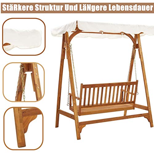 XJZHOUTING DOONHEXS Haltbarer Hollywoodschaukel, Stärker Schaukel Schaukelbank, Gartenbank, Gartenschaukel Holz Mit 2… – Bild 4