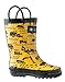OAKI Kids Rubber Rain Boots with Easy-On Handles, Construction Vehicles, 10T US Toddler