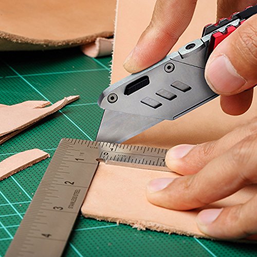 Meccion Folding Pocket Utility Knife With Wire Stripping Design - Heavy Duty Box, Wallpaper, Carpet Cutter, Manual Cutting Knife Tools With 10pcs Double-sided Replace Blades - Thumbnail 6