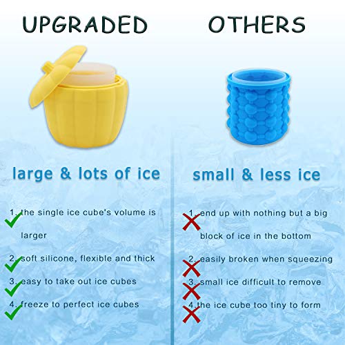 Silicone Ice Bucket for Freezer 60 Ice Cubes Pumpkin Silicone Ice