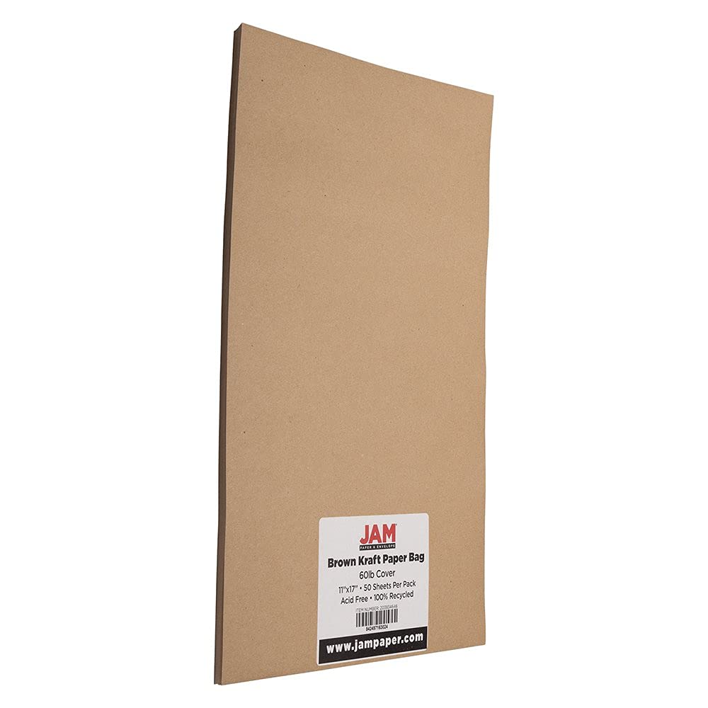JAM PAPER Matte Cardstock - 279.4 x 431.8 mm Coverstock - 165gsm - Brown Kraft - 50 Sheets/Pack