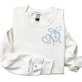 LullabyMall Luxury Custom Embroidered Bride Sweatshirt Hoodies, Personalized Last Name Date on Sleeve, Future Mrs. Sweatshirt, Bide To Be Gifts, Wedding Engagement Gift, Mr & Mrs 2