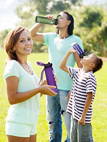 Super Sparrow Sports Water Bottle - Eco Friendly & BPA-Free Plastic - Fast Water Flow, Flip Top, Opens With 1-Click - Reusable with Leak-proof Lid (Bright-Pink, 350ml-12oz)