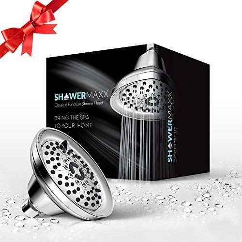 ShowerMaxx, Luxury Spa Series, 6 Spray Settings 5 inch Adjustable High Pressure Shower Head, MAXX-imize Your Shower with Showerhead in Polished Chrome Finish