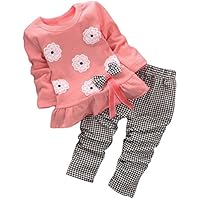 BomDeals Adorable Cute Toddler Baby Girl Clothing 2pcs Top&Pants Winter Outfits (Age(3T), Flower/Pink)