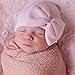 Melondipity Newborn Baby Hat with Bow - Baby Beanie Head Wraps for Girls - Soft Knitted & Cute Fall Winter Hospital Caps for Infants Pink Baby Girl Hat