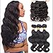 AOSOME Brazilian Virgin Human Hair Weavs 3 Bundles 16 18 20 Inch Real Remy Human Hair Bundles Extensions,Natural Black Color,Can be Restyled