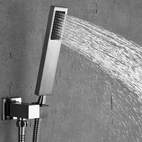 Esnbia Shower System, Brushed Nickel Shower Faucet Set with Valve and 12" Rain Shower Head Systems Wall Mounted Shower Combo Set for Bathroom All Metal