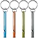 FineGood Aluminum Whistles, 4 Pack Emergency Survival Whistles with Key Ring Chain for Sport Referee Hiking Camping Climbing