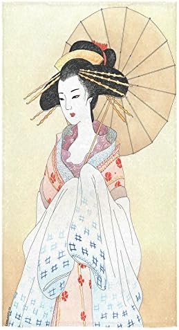 Design Custom Japanese Geisha Girl Art Sale Custom Bath Towels Large Soft and Comfortable Travel Beach Bathroom Shower Washcloth Wrap for Men/Women 80% Polyester 20% Cotton, (30" x 56")