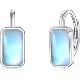 Moonstone/Peridot/Black Onyx/Rose Quartz/Lapis lazuli Earrings Sterling Silver Hoop Leverback Earrings Dangle Drop Earrings Jewelry Birthday Gifts for Women