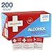 Alcohol Prep Pads (200-Pack) | Thick 2-Ply Antiseptic/Sanitizing Isopropyl Medical Wipes | Individually Wrapped Alcohol Cleansing Swabs for Antibacterial Protection, Diabetic Supplies, Hospitals