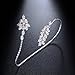 dnswez Unique Design CZ Cubic Zirconia Multiple Finger Ring Palm Cuff Handlet for Women Adjustable Size (Clean)