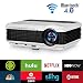 EUG 4600 Lumen Home Wireless Projector with WiFi Bluetooth HDMI 1080P Smart Video Projectors Airplay Android TV Proyector for TV Stick DVD Player USB Driver PS4 Wii primary