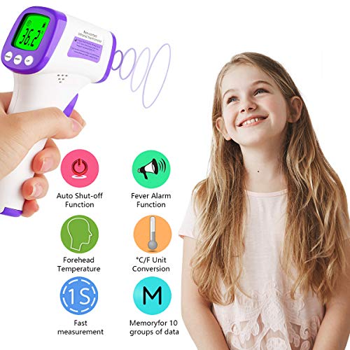 Thermometer for Adults Forehead Thermometer Non-Contact Infrared Thermometer No Touch Digital Baby Thermometer for Adults and Kids(No Batteries)