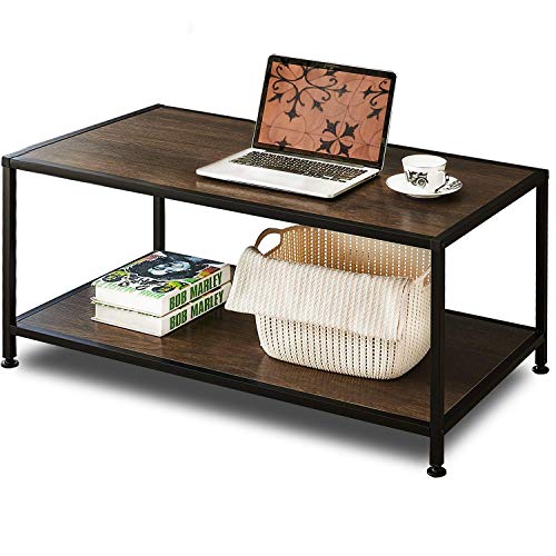 GreenForest-Coffee-Table-Industrial-Metal-Frame-for-Living-Room-Easy-to-InstallRustic-Walnut