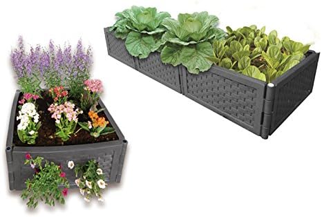 UPP Multifunctional Raised Bed Kid | Get Started with Raised Bed Gardening | Use Also as Composter or Sand Pit | Easy to Set Up & Expandable [4 walls, Anthracite]
