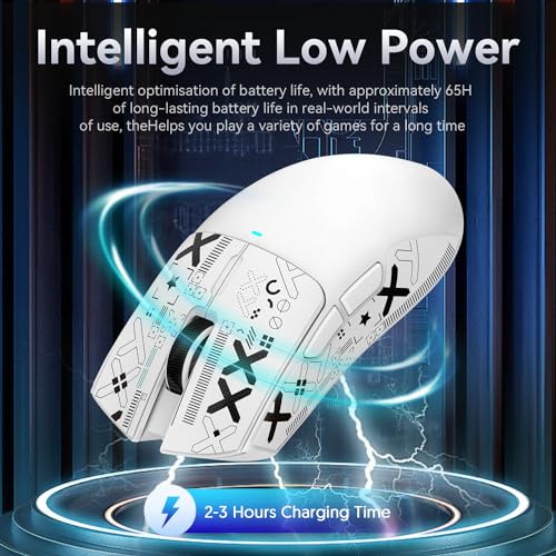Mouse de Jogo ATTACK SHARK X11 com Base de Carregamento Magnético, Sensor de Jogo PixArt PAW3311, Mouse Sem Fio/A Cabo BT/2.4G, 22000 DPI (Branco)