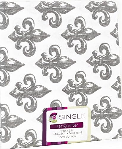 FAT QUARTERS (3) Fleur De Lis icon Steel gray on white background ~ 100% COTTON FABRIC ~ Quilt Fabric ~ CRAFTS ~ SEWING