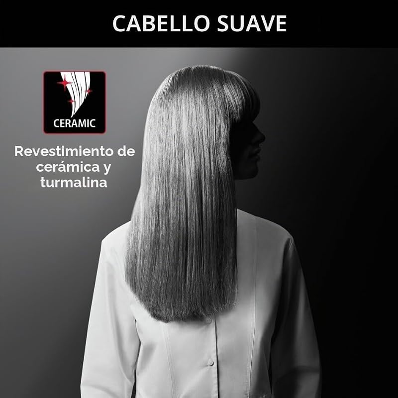 Plancha de pelo Easyliss SF161L x Karl Lagerfeld, funcionamiento con un botón, revestimiento de cerámica turmalina, sistema de placa móvil, función recta y rizado, constante 200 °C,