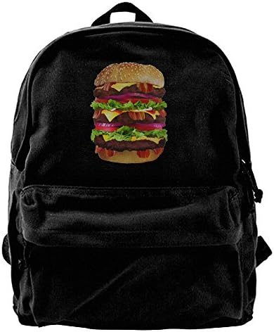 IEUBAG Canvas Backpacks Cheeseburger Canvas Backpack Travel Rucksack Backpack Daypack Knapsack Laptop Shoulder Bag