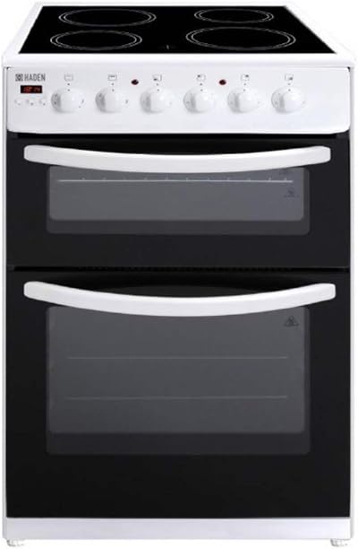 Haden 60cm Electric Cooker with Double Oven, Grill & Ceramic Hob White
