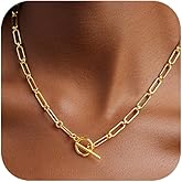 Vavily Link Gold Chain 14K Gold Plated Trendy Rope Paperclip Thick Chain Necklace Minimalist Layered Gold Chain Choker Necklaces for Women