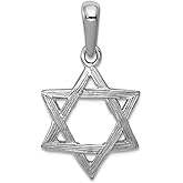 JewelryWeb 14k White Gold Solid Polished Religious Judaica Star of David Pendant Necklace 15x14mm Pendant for Women