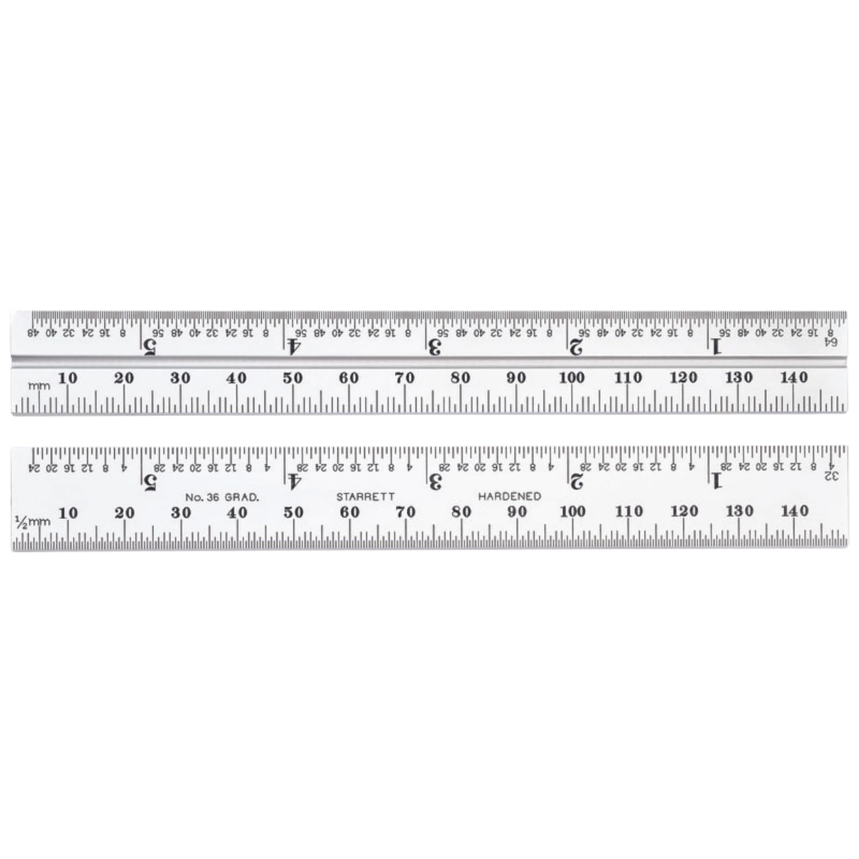 Starrett CB150-36 Combination Square Blade With Inch And Millimetre Graduations, Sets And Bevel Protractors, 19 mm Width, 2 mm Thickness, 150 mm Size