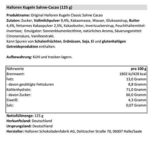 5er Pack Original Halloren Kugeln SAHNE-CACAO (5 x 125 g) - Motiv der Verpackung kann abweichen - Schokolade… – Bild 4