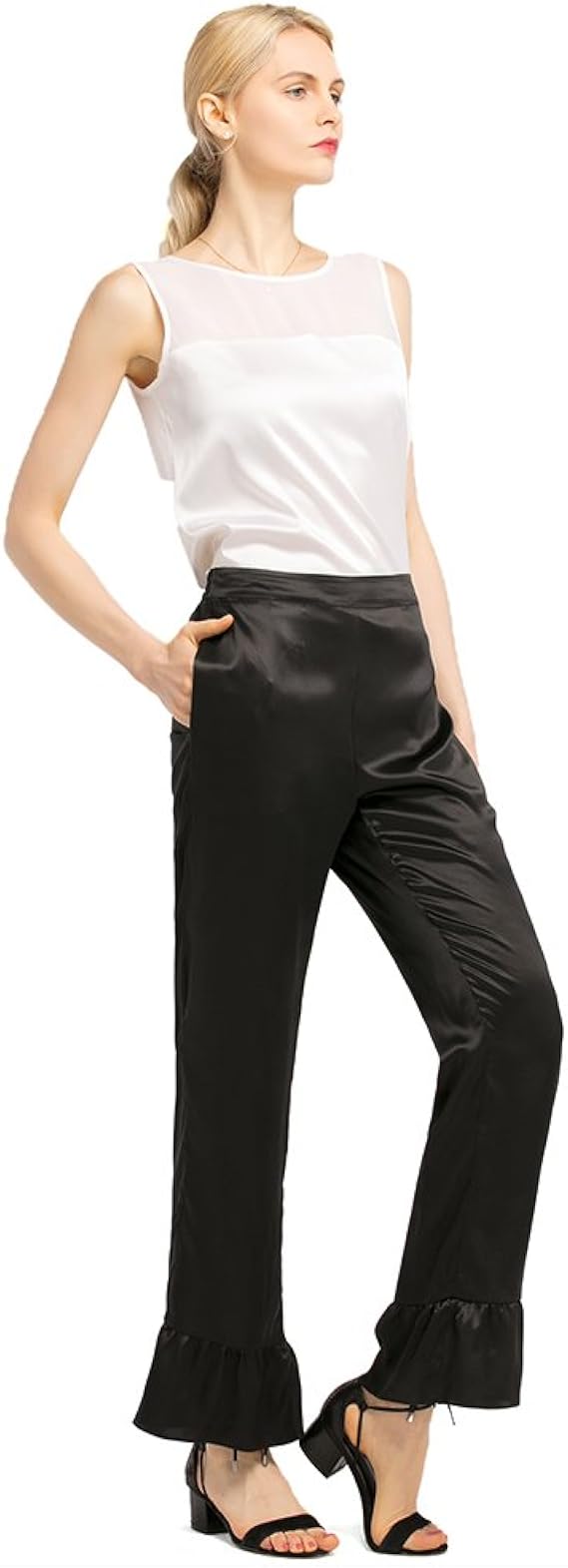 Amazon Lilysilk リリーシルク レディーズ シルク 定番 シルク コーデ セット 上下 セット パンツスーツ 通販