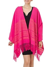 NOVICA Chal rebozo de algodón zapoteco Rosa, "Coral Zapotec tesoros"